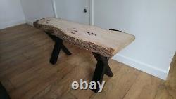 Custom Dining coffee table solid wood slab waney Edge pippy burr live oak elm