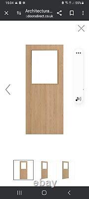 DEANTA FD60 Fire Door flush preFinished oak clear glazed 6mm lipping 1982x838x54