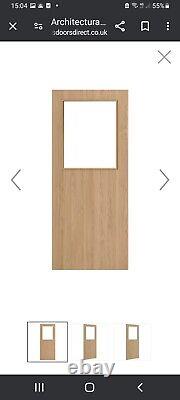 DEANTA FD60 Fire Door flush preFinished oak clear glazed 6mm lipping 1982x838x54