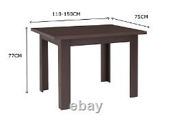 DINING SET extending dining table & 4 chairs in dark wood strong and solid Kam02