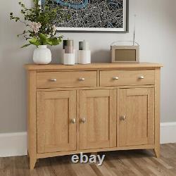 Danish Light Oak Large 3 Door Sideboard / Solid Wood 2 Drawer Cupboard Cabinet