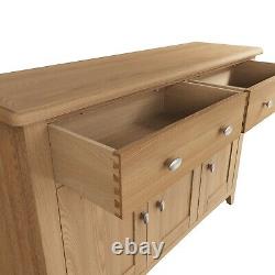 Danish Light Oak Large 3 Door Sideboard / Solid Wood 2 Drawer Cupboard Cabinet