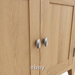 Danish Oak Mini Sideboard / Small 2 Door Cupboard Solid Wood Storage Cabinet