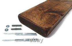 Dark Oak Floating Shelf Chunky Reclaimed Rustic Style Solid Wood 21.5cm Deep