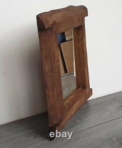 Dark Small Oak Framed Mirror Live Edge Furniture, Natural Finish