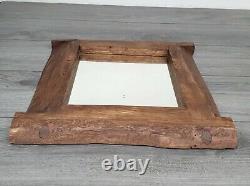 Dark Small Oak Framed Mirror Live Edge Furniture, Natural Finish