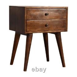 Dark Wood Bedside Table 2 Drawers Bedroom Storage Side Table Furniture Fogel