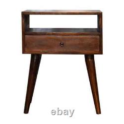 Dark Wood Bedside Unit Storage Drawer Bedroom Furniture Nightstand Scandi Fogel