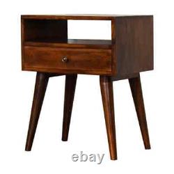 Dark Wood Bedside Unit Storage Drawer Bedroom Furniture Nightstand Scandi Fogel