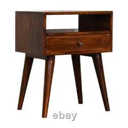 Dark Wood Bedside Unit Storage Drawer Bedroom Furniture Nightstand Scandi Fogel