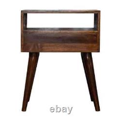 Dark Wood Bedside Unit Storage Drawer Bedroom Furniture Nightstand Scandi Fogel