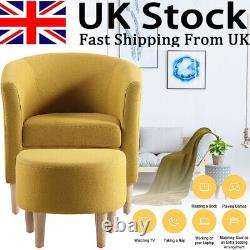 Deluxe Fabric Tub Chair Armchair Sofa Footstool Dining Living Room Office Hotel