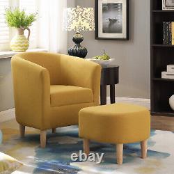 Deluxe Fabric Tub Chair Armchair Sofa Footstool Dining Living Room Office Hotel