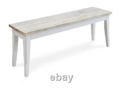 Dining Bench Medium 3 Seater Solid Wood Grey Limed Oak Top Signature