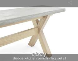 Dining Bench Solid Oak Wood Grey Limed 220cm