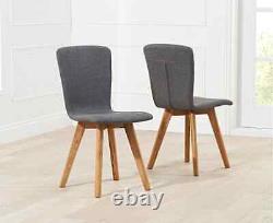 Dining Chairs Set of 2 Grey Fabric Padded Seat Side Chair Home Kitchen RRP £220