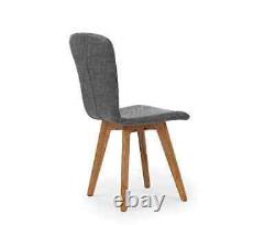 Dining Chairs Set of 2 Grey Fabric Padded Seat Side Chair Home Kitchen RRP £220