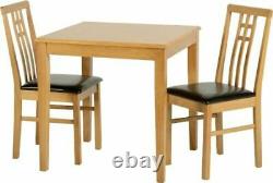 Dining Table With Oak Veneer & Brown Faux Leather Chairs Dining Table Set