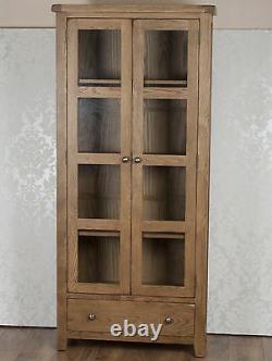 Display Cabinet Bookcase in Solid Oak Pine Chunky Dorset Country