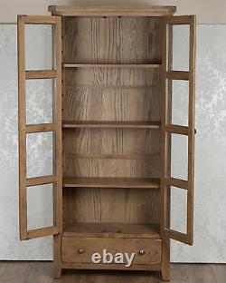 Display Cabinet Bookcase in Solid Oak Pine Chunky Dorset Country
