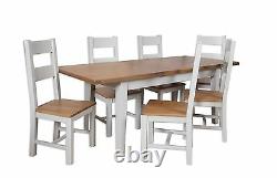 Dorset Oak Extending Dining Table Solid 8 Chairs Pine in Painted French Grey