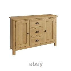 Dovedale Oak Large Sideboard / Rustic Solid Wood Cupboard / 115cm Wooden Cabinet