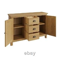 Dovedale Oak Large Sideboard / Rustic Solid Wood Cupboard / 115cm Wooden Cabinet