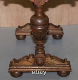Dutch Hand Carved Solid Oak Side Table To Sit Next To A Desk Part Of Large Suite