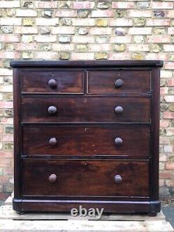 Ebony Victorian Antique Commode Chest Of Drawers