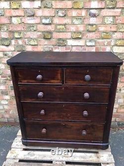 Ebony Victorian Antique Commode Chest Of Drawers