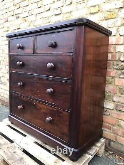 Ebony Victorian Antique Commode Chest Of Drawers