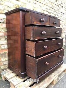 Ebony Victorian Antique Commode Chest Of Drawers