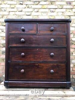 Ebony Victorian Antique Commode Chest Of Drawers