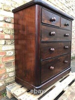 Ebony Victorian Antique Commode Chest Of Drawers