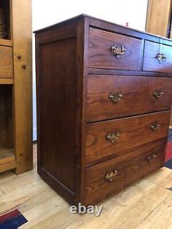 Elegant Vintage Solid Oak Chest Of Drawers