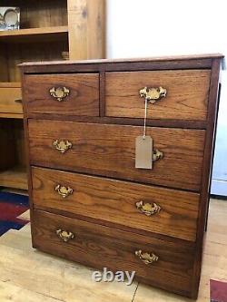 Elegant Vintage Solid Oak Chest Of Drawers