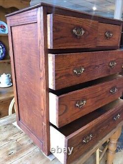 Elegant Vintage Solid Oak Chest Of Drawers