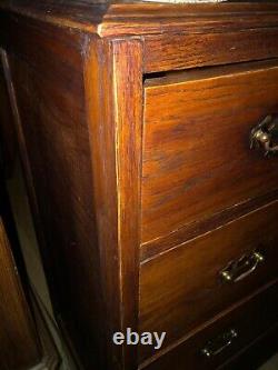 Elegant Vintage Solid Oak Chest Of Drawers