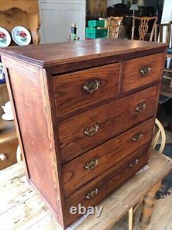 Elegant Vintage Solid Oak Chest Of Drawers