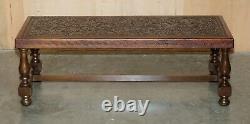 Exquisite 1960's Angel Pazmino Attributed Brown Leather Embossed Coffee Table