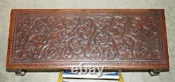 Exquisite 1960's Angel Pazmino Attributed Brown Leather Embossed Coffee Table