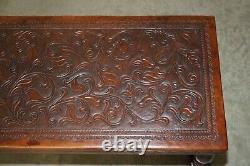 Exquisite 1960's Angel Pazmino Attributed Brown Leather Embossed Coffee Table