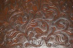 Exquisite 1960's Angel Pazmino Attributed Brown Leather Embossed Coffee Table