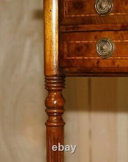 Exquisite Circa 1920 Burr Elm & Satinwood French Polished Restored Console Table