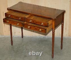 Exquisite Circa 1920 Burr Elm & Satinwood French Polished Restored Console Table