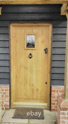 External Suffolk front door with rectangular or diamon unglazed window Solid OAK