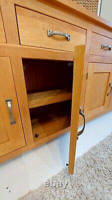 Extra Large Sideboard / Solid Oak 4 Drawer 4 Door Sideboard Storage Cabinet