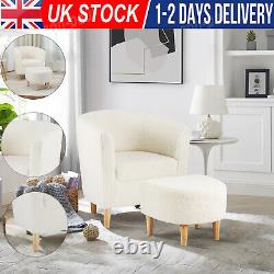 Fabric Lazy Chair with Footstool Relax Lounge Chair Accent Armchair Sofa Chair