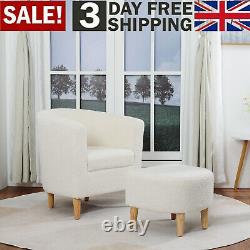 Fabric Lounge Chair with Footstool Modern Upholstered Accent Armchair Couches