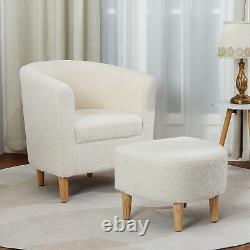 Fabric Lounge Chair with Footstool Modern Upholstered Accent Armchair Couches